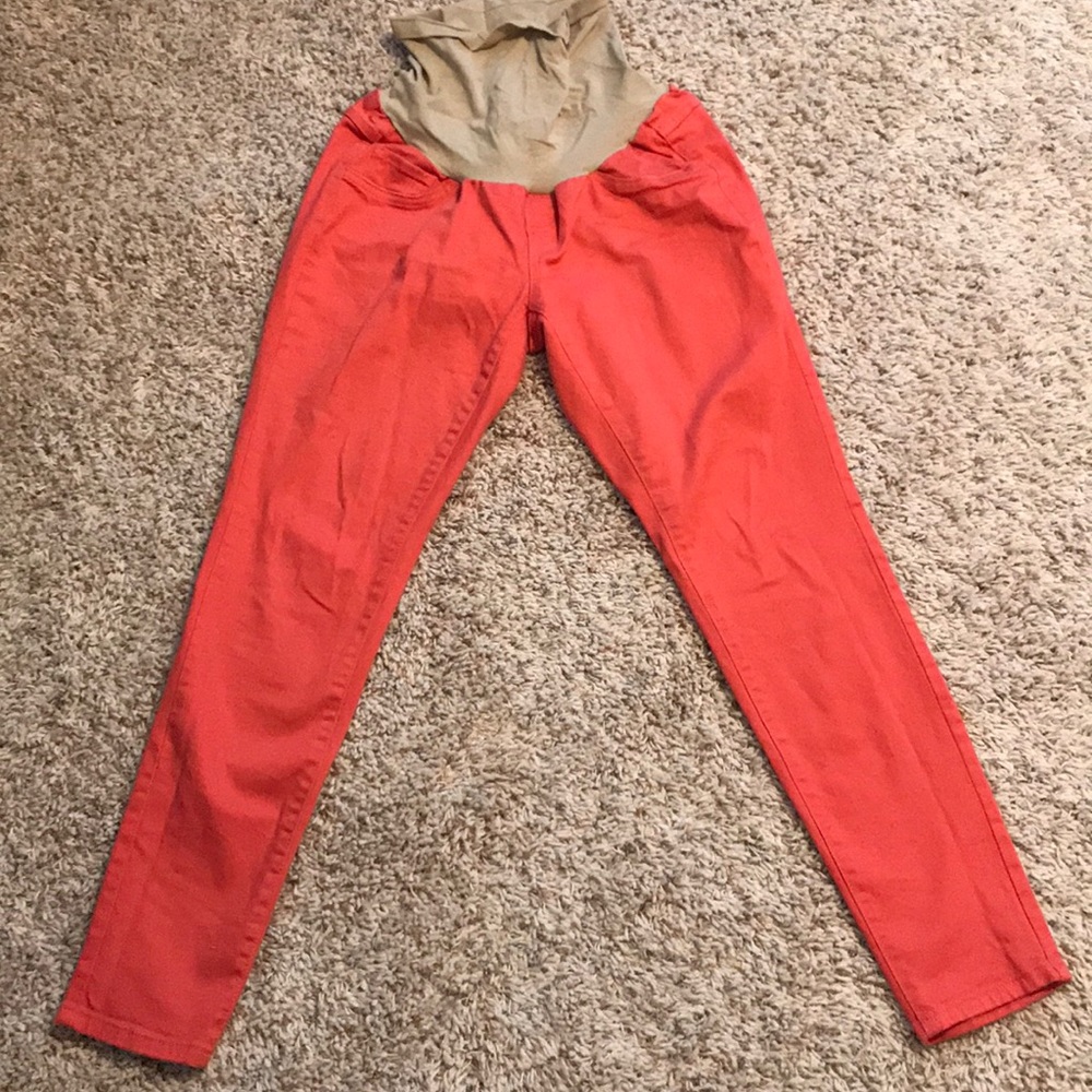 Coral straight leg maternity pants